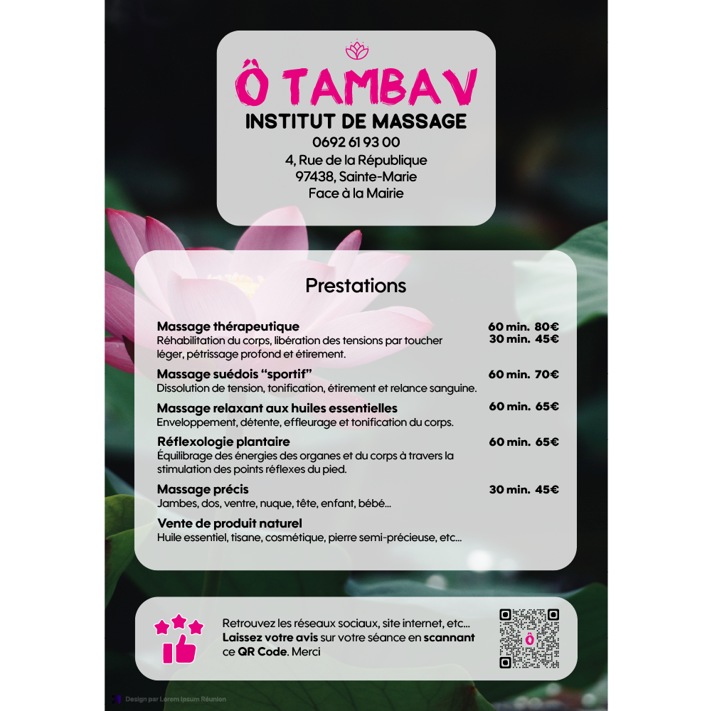 Flyer entier carte de prix Otambav