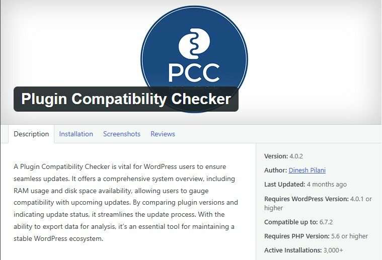 Plugins pour vérifier les versions PHP - Plugin Compatibility Checker.
