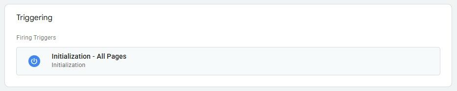 Image 9 explicative - Pour la section "Triggering", configurez-le dès l'initialisation de votre page, toutes les pages