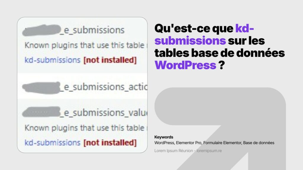 Thumbnail/Image de l'article "Qu'est-ce que kd-submissions sur les tables base de données WordPress"
