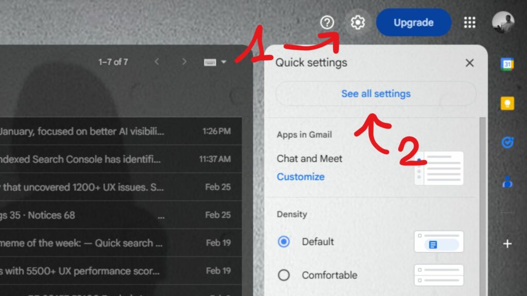 Accéder au paramètres de votre boite Gmail