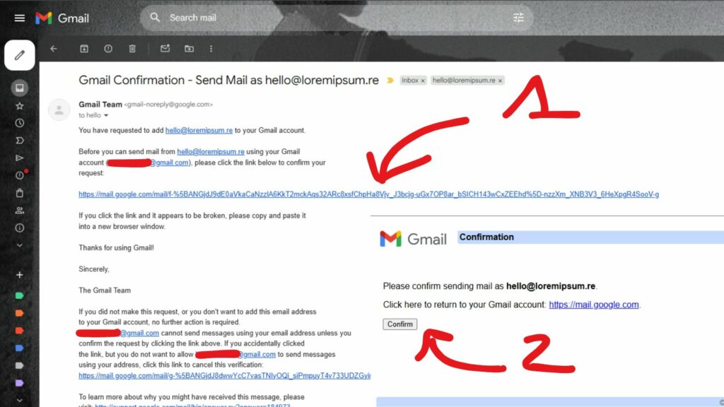 Cliquez sur le lien envoyé par Google, puis cliquer sur confirmer