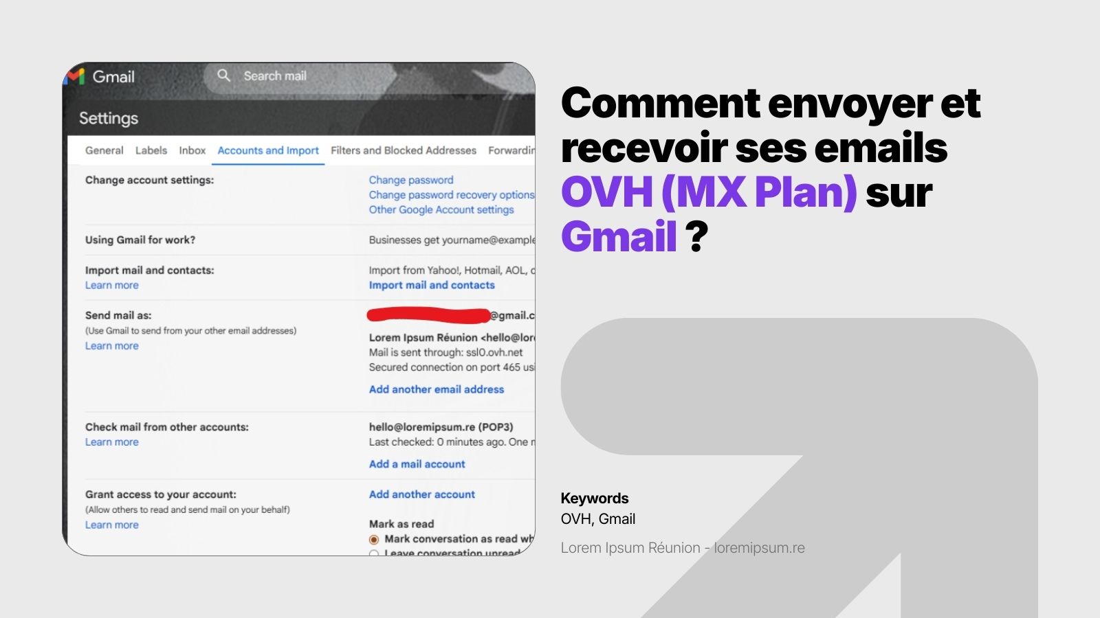 Thumbnail/Image de l'article "Comment ajouter sa boîte email OVH dans Gmail - Guide"