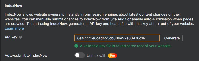 Coller la clé API qui correspond à celui installé sur la racine du site internet dans "API Key"