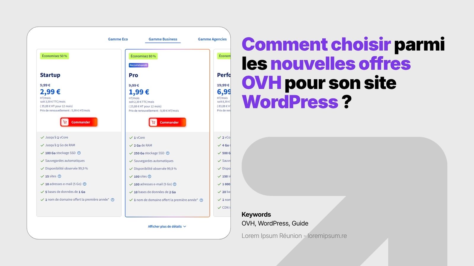 Thumbnail/Image de l'article "Comment choisir son offre OVH pour WordPress en 2026"