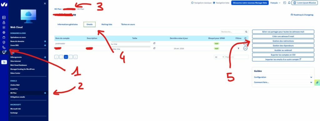 Comment accéder à la redirection de mail sur OVH MX Plan en 5 étapes