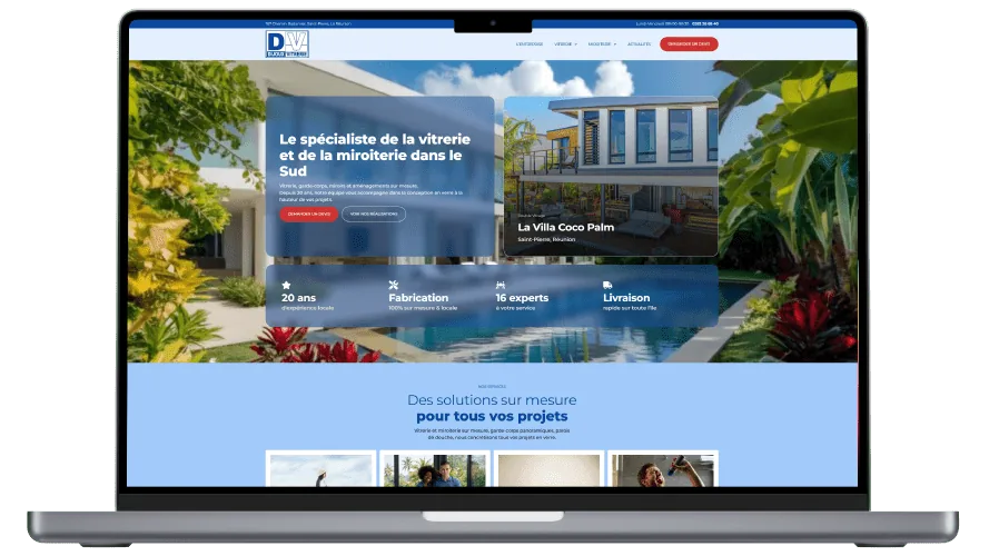 Page d’accueil du site de Dijoux Vitrerie