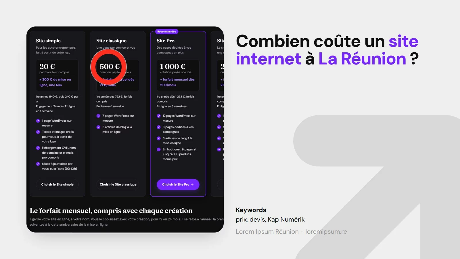 Combien coute un site internet a la Réunion