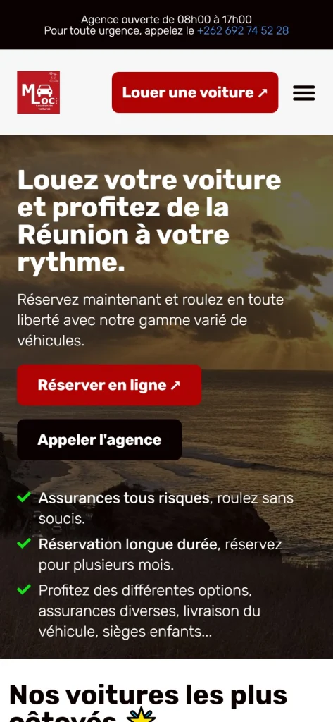 Version mobile du site de M Loc 974