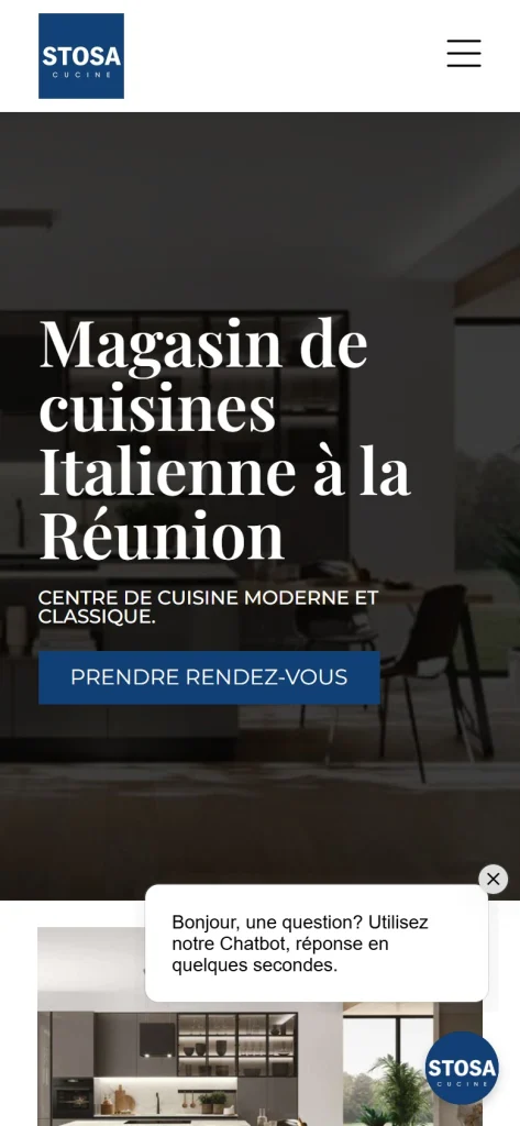 Version mobile du site de Stosa Réunion