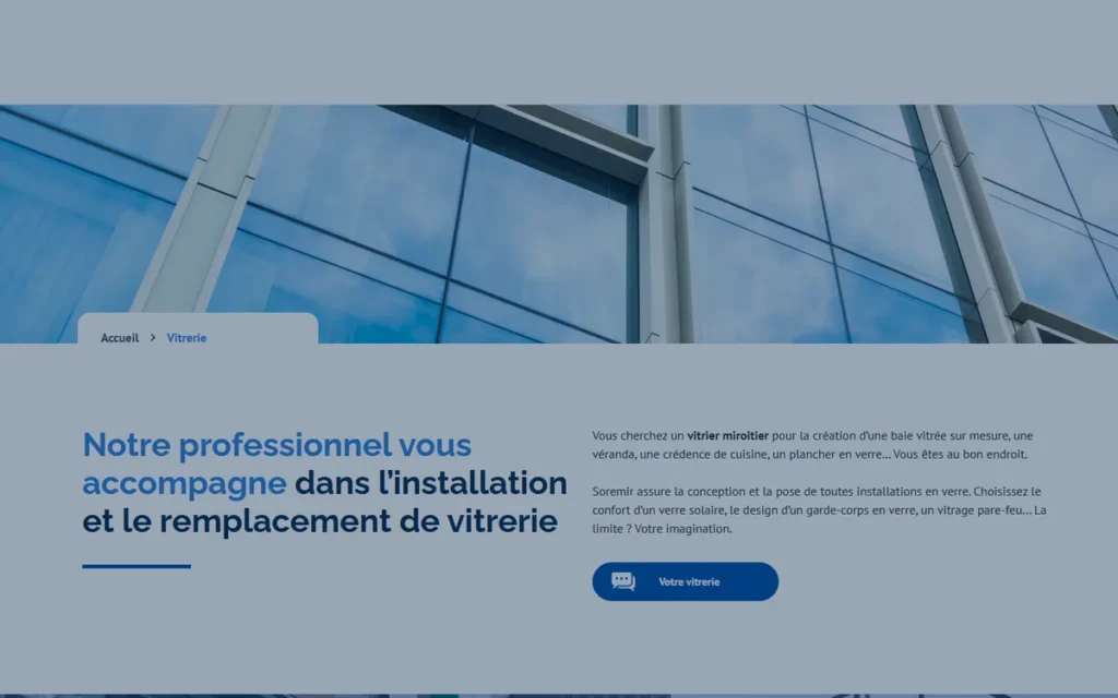 Page Vitrerie du site actuel