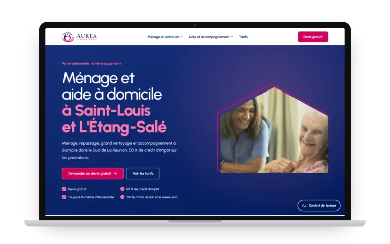 Site Auréa Services sur ordinateur
