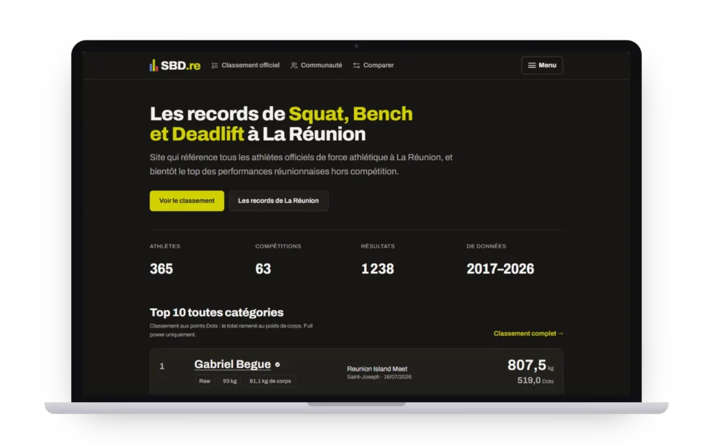 Site SBD.re sur ordinateur