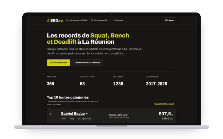 Site SBD.re sur ordinateur