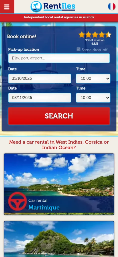 Version mobile du site Rentîles